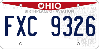OH license plate FXC9326