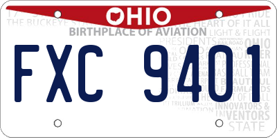 OH license plate FXC9401