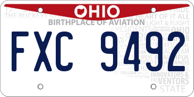 OH license plate FXC9492