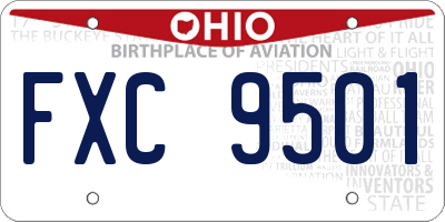 OH license plate FXC9501