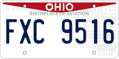 OH license plate FXC9516