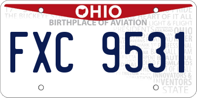 OH license plate FXC9531