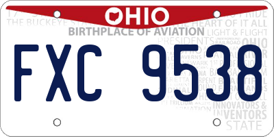 OH license plate FXC9538