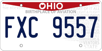 OH license plate FXC9557