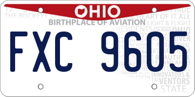 OH license plate FXC9605