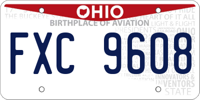 OH license plate FXC9608