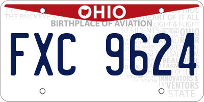 OH license plate FXC9624