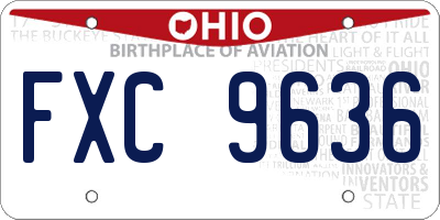 OH license plate FXC9636