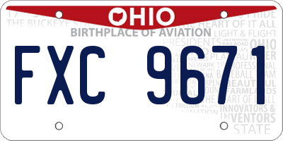 OH license plate FXC9671
