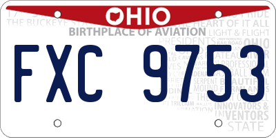 OH license plate FXC9753