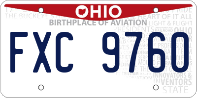 OH license plate FXC9760