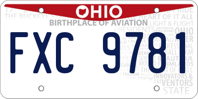 OH license plate FXC9781