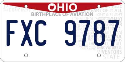 OH license plate FXC9787
