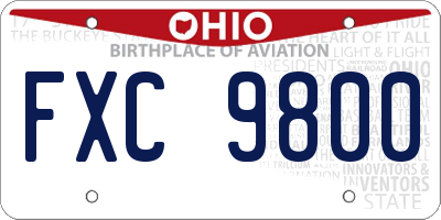OH license plate FXC9800