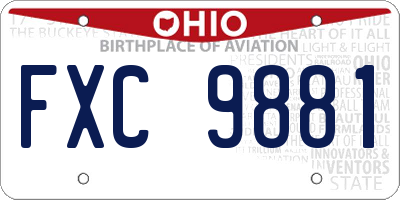OH license plate FXC9881