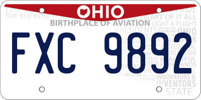 OH license plate FXC9892