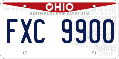 OH license plate FXC9900