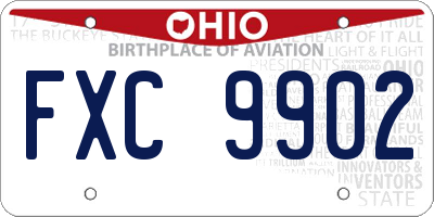 OH license plate FXC9902