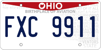 OH license plate FXC9911
