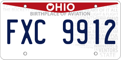 OH license plate FXC9912