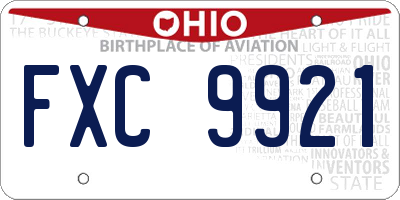 OH license plate FXC9921