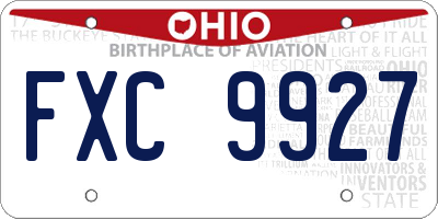 OH license plate FXC9927