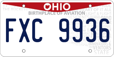 OH license plate FXC9936