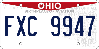 OH license plate FXC9947