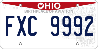 OH license plate FXC9992