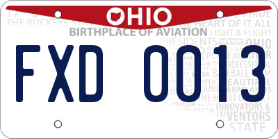 OH license plate FXD0013