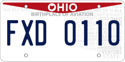 OH license plate FXD0110
