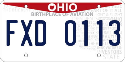 OH license plate FXD0113