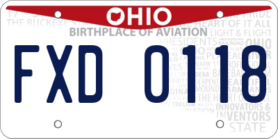 OH license plate FXD0118