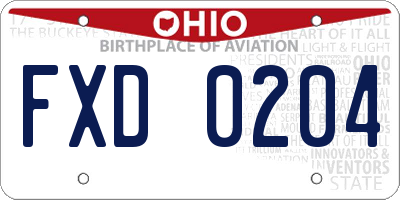 OH license plate FXD0204