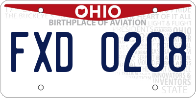 OH license plate FXD0208