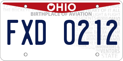OH license plate FXD0212
