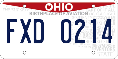 OH license plate FXD0214