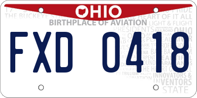 OH license plate FXD0418