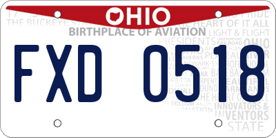 OH license plate FXD0518