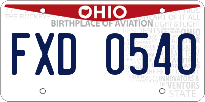 OH license plate FXD0540