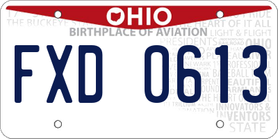 OH license plate FXD0613