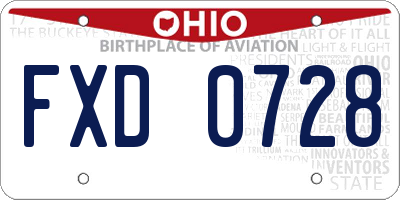 OH license plate FXD0728