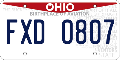 OH license plate FXD0807