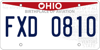 OH license plate FXD0810