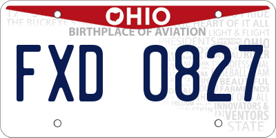 OH license plate FXD0827