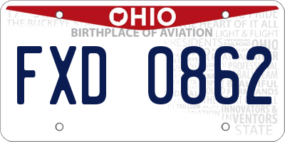OH license plate FXD0862