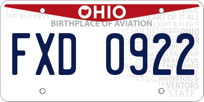 OH license plate FXD0922