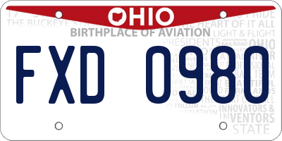 OH license plate FXD0980