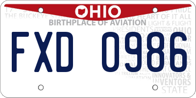 OH license plate FXD0986