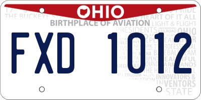 OH license plate FXD1012